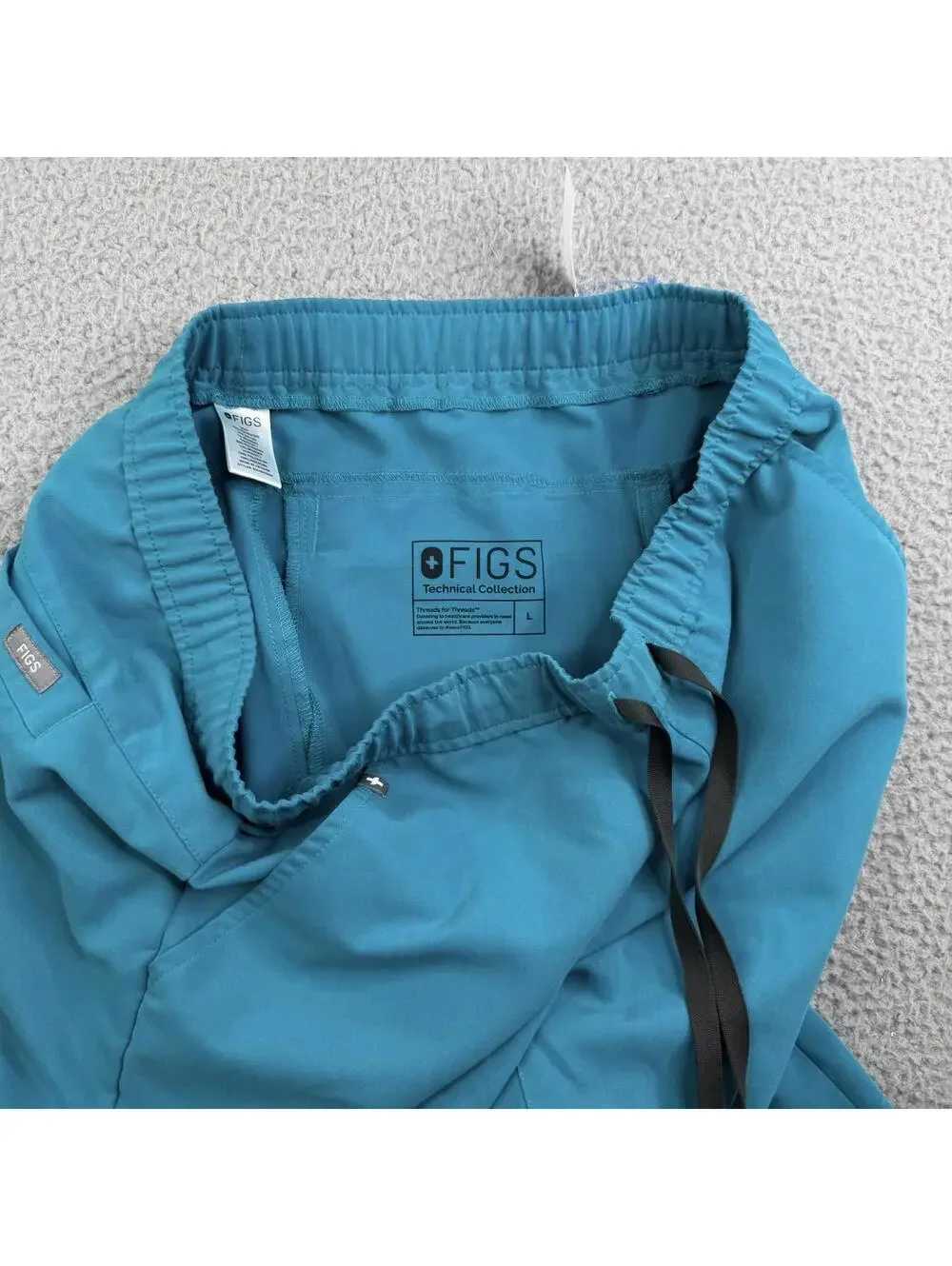 FIGS Zamora Cargo Jogger Scrub Pants Teal Blue Size Large Women’s Scrubs - Picture 13 of 13